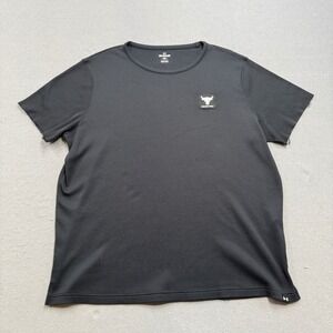 Under Armour Project Rock T-Shirt Men's 2XL Black Waffle Knit Training Athletic